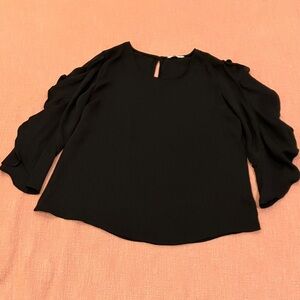 Naked Zebra Black Blouse with Ruffled open Sleeves
